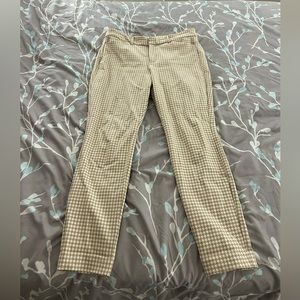 Tan checkered stretch business pants. Size 12 petite.